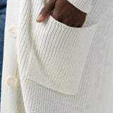 COTTON / CASHMERE BELTED RIBBED LONG CARDIGAN plus-size - AMOUR781