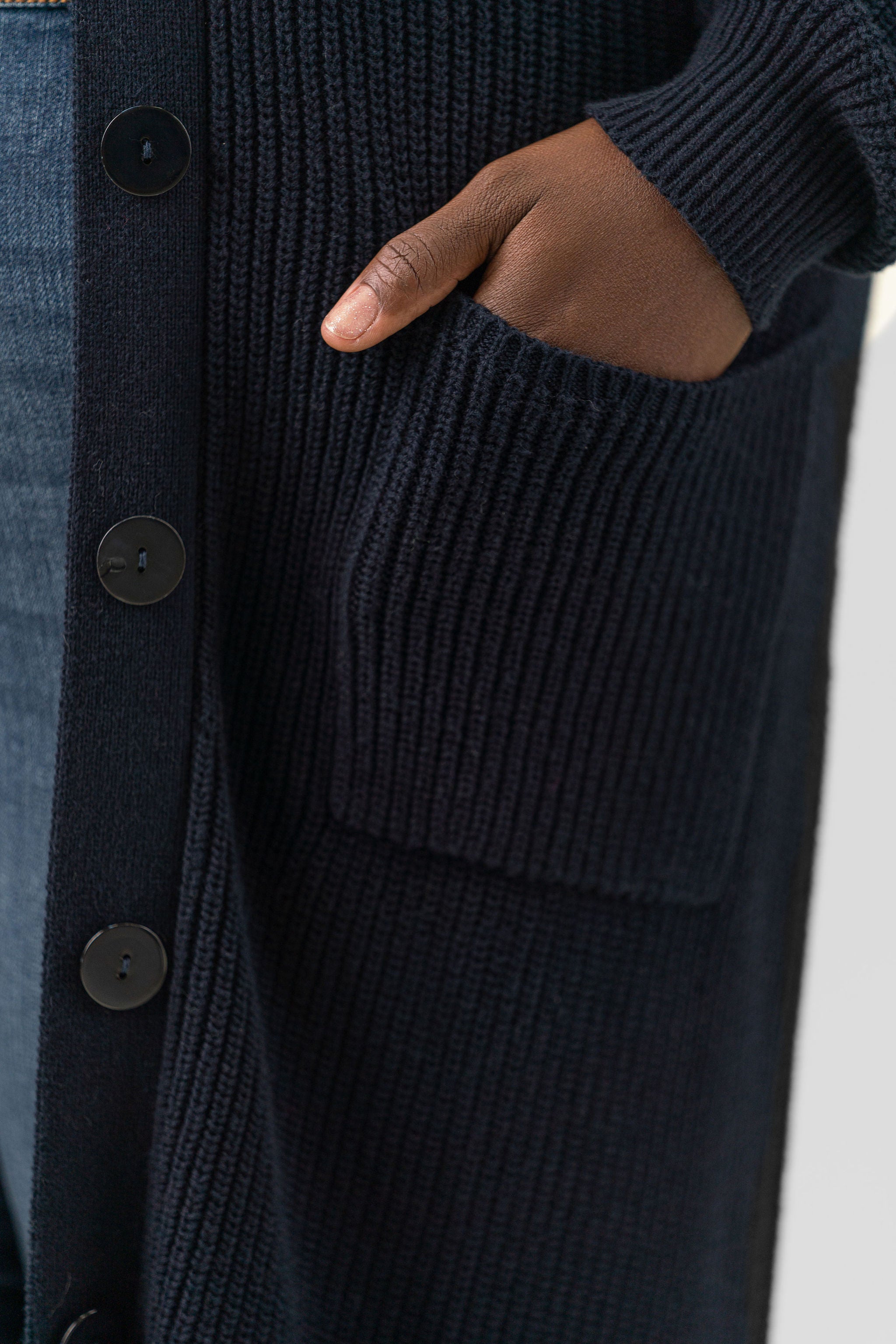COTTON / CASHMERE BELTED RIBBED LONG CARDIGAN plus-size - AMOUR781