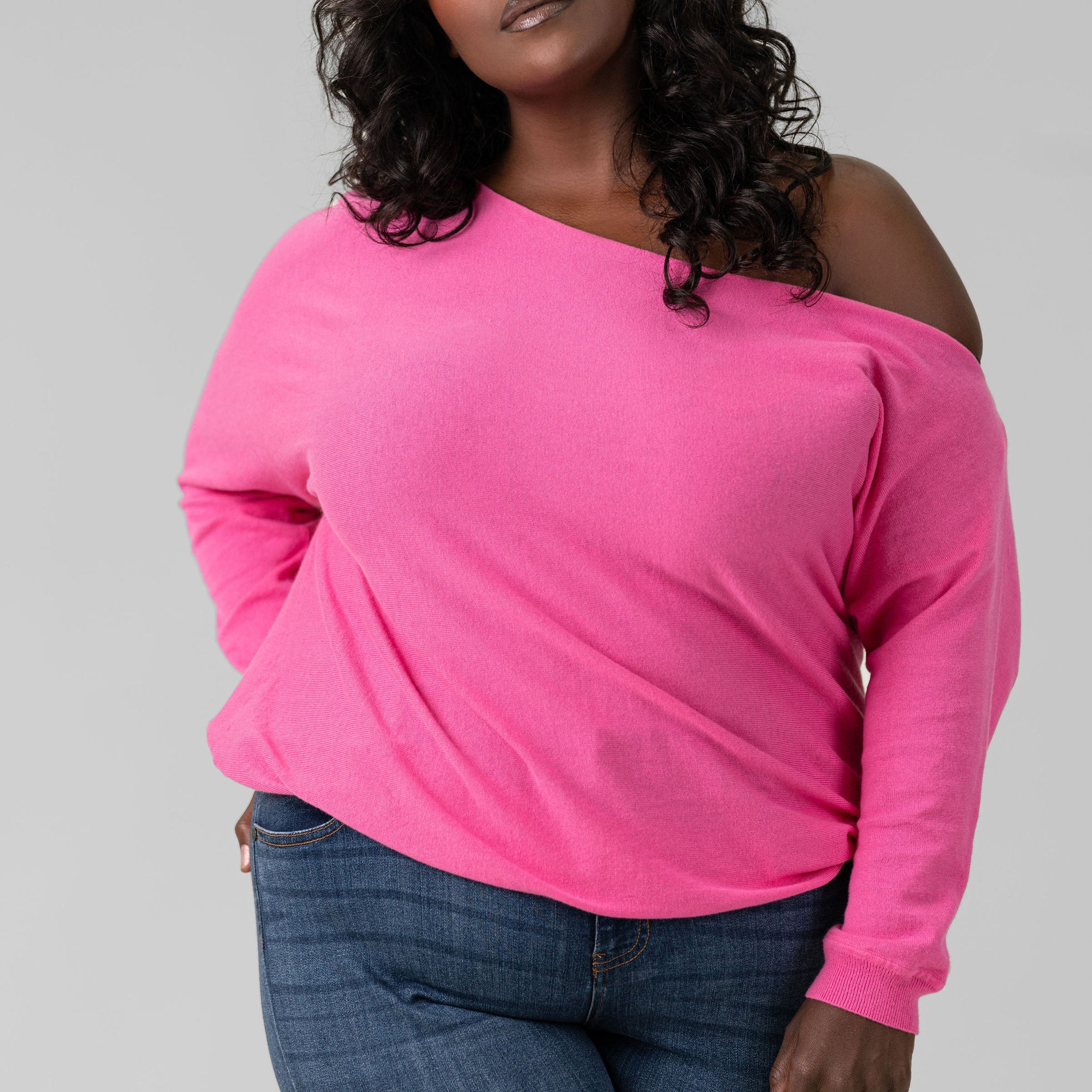 COTTON CASHMERE OFF-THE-SHOULDER plus-size - AMOUR781