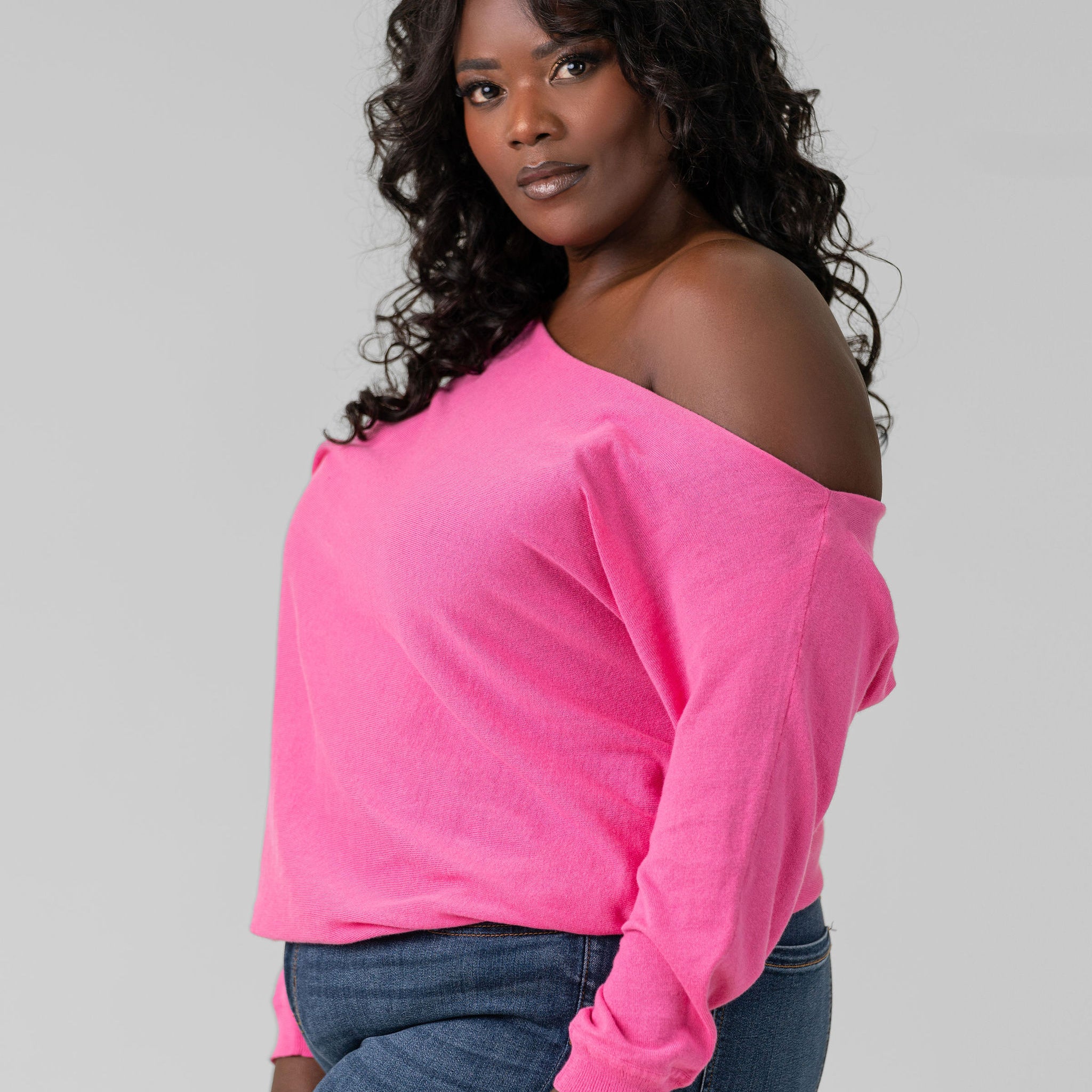 COTTON CASHMERE OFF-THE-SHOULDER plus-size - AMOUR781