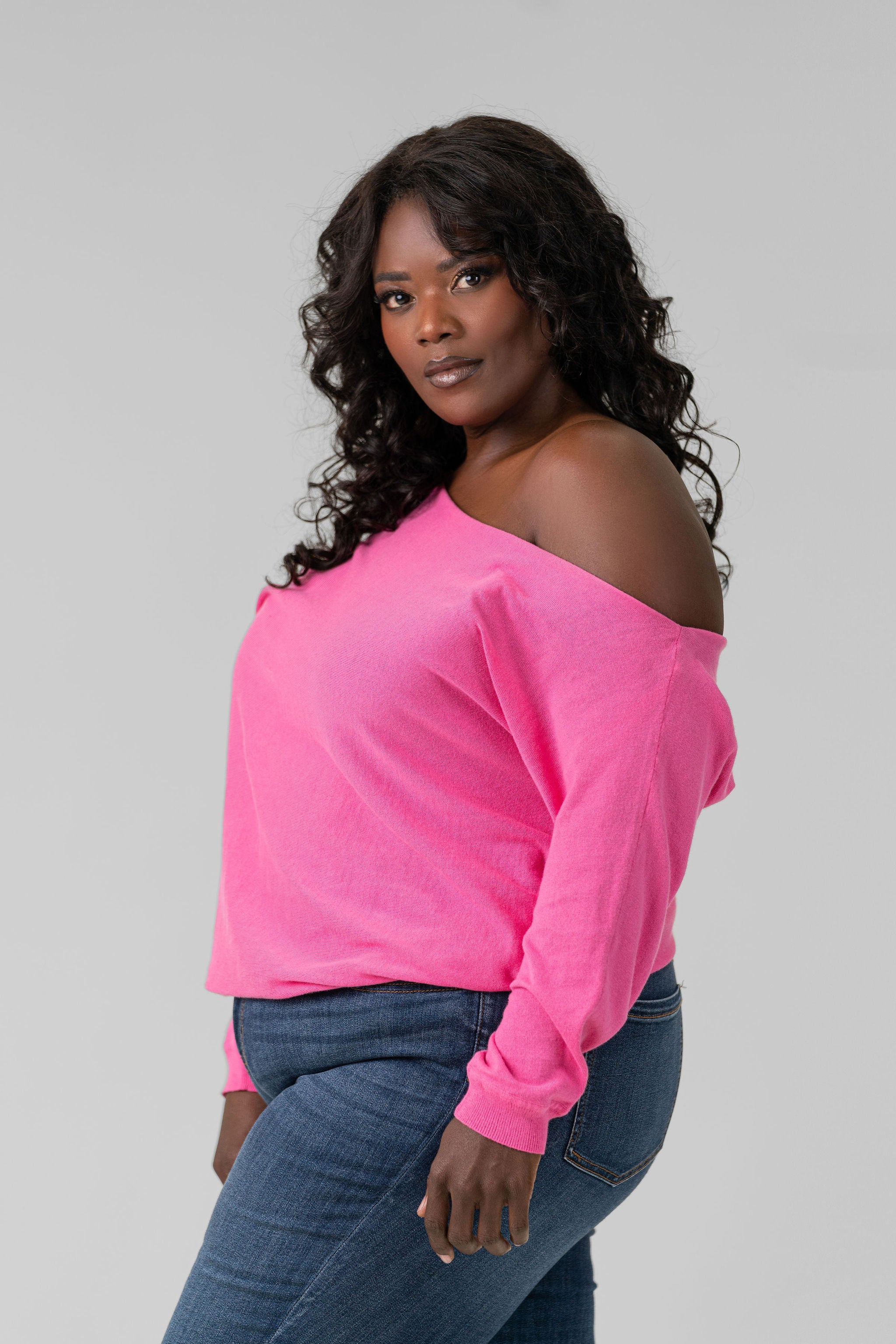 COTTON CASHMERE OFF-THE-SHOULDER plus-size - AMOUR781