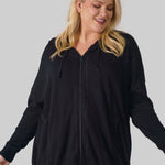 COTTON CASHMERE OVERSIZED ZIP HOODIE plus-size - AMOUR781