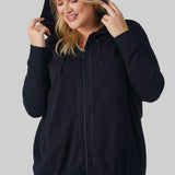 COTTON CASHMERE OVERSIZED ZIP HOODIE plus-size - AMOUR781