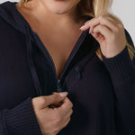 COTTON CASHMERE OVERSIZED ZIP HOODIE plus-size - AMOUR781