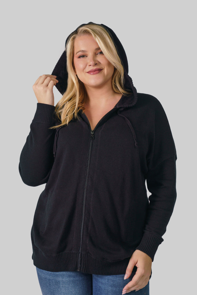 COTTON CASHMERE OVERSIZED ZIP HOODIE - AMOUR781