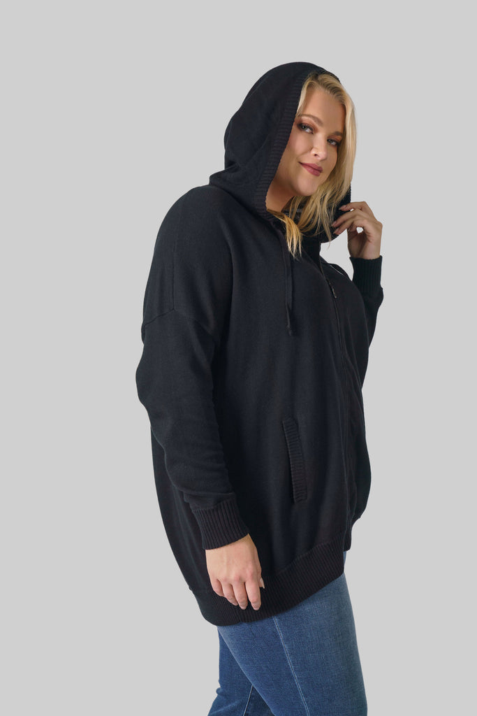 COTTON CASHMERE OVERSIZED ZIP HOODIE - AMOUR781