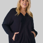 COTTON CASHMERE OVERSIZED ZIP HOODIE plus-size - AMOUR781