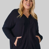 COTTON CASHMERE OVERSIZED ZIP HOODIE plus-size - AMOUR781