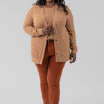 COTTON CASHMERE POINTELLE CARDIGAN plus-size - AMOUR781