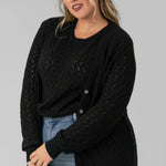 COTTON CASHMERE POINTELLE CARDIGAN plus-size - AMOUR781
