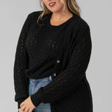 COTTON CASHMERE POINTELLE CARDIGAN plus-size - AMOUR781