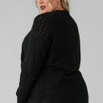 COTTON CASHMERE POINTELLE CARDIGAN plus-size - AMOUR781