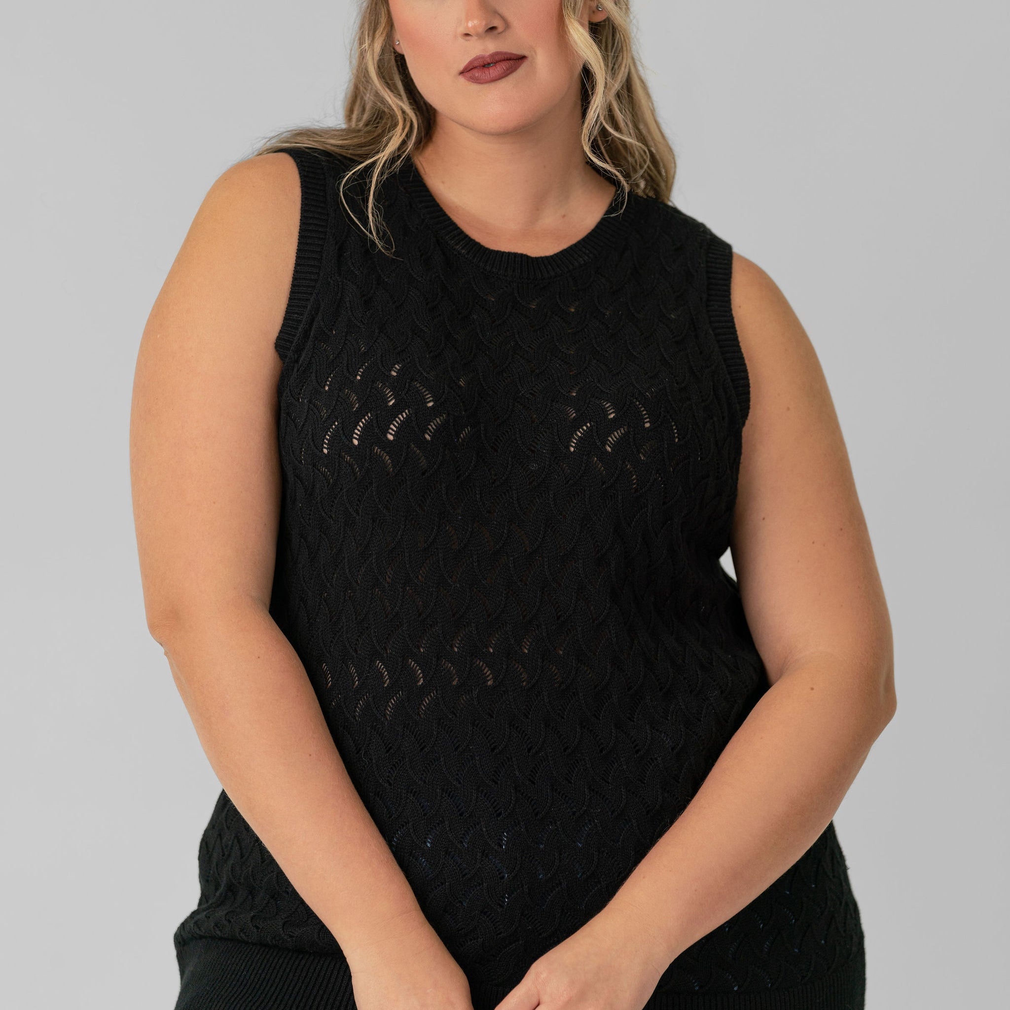 COTTON CASHMERE POINTELLE TANK plus-size - AMOUR781