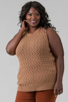 COTTON CASHMERE POINTELLE TANK plus-size - AMOUR781