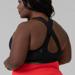 BLACK STAR FOIL SPORTS BRA WITH OVERLAY BACK plus-size - AMOUR781