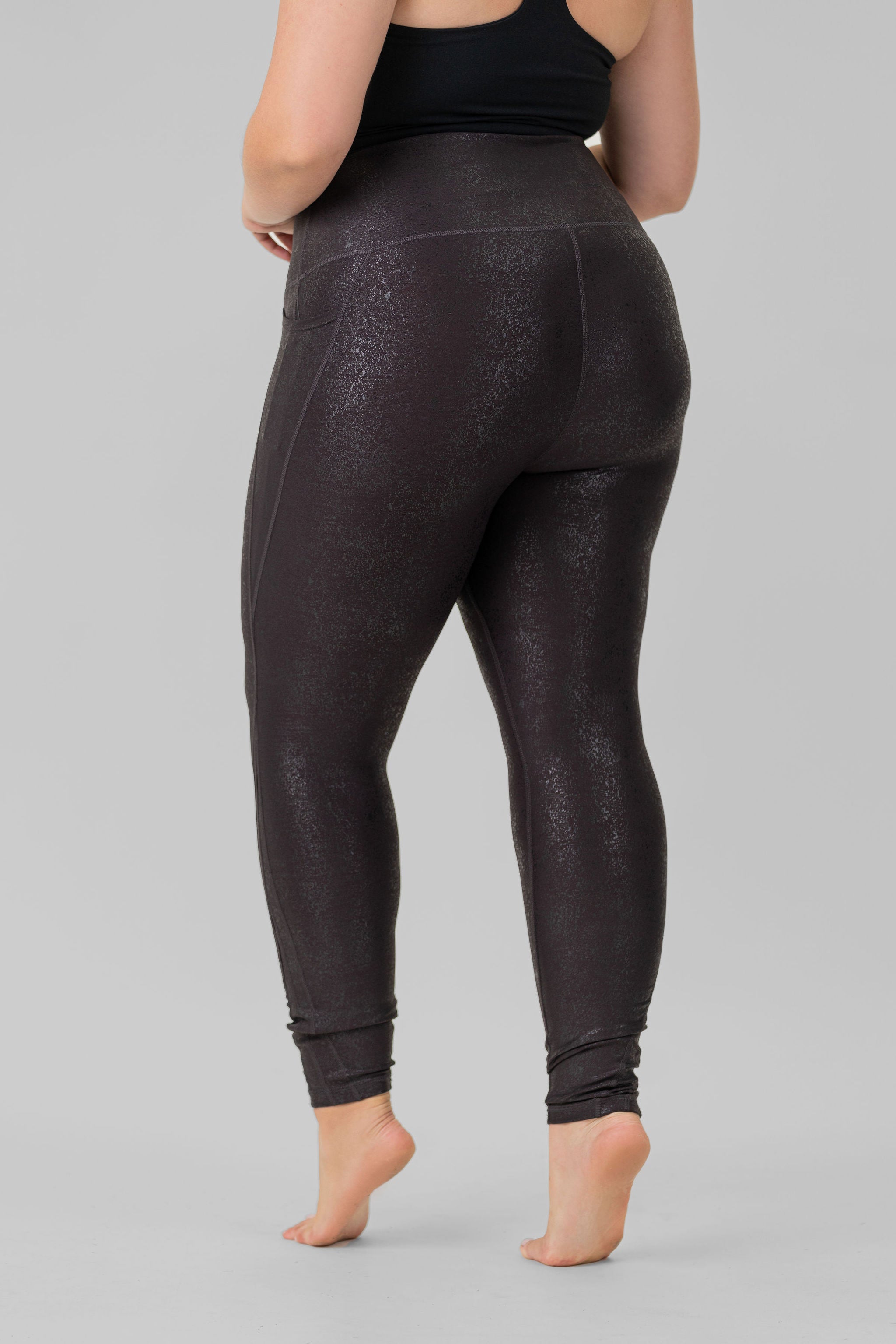 FOIL HIGH WAIST LEGGINGS WITH SIDE POCKETS plus-size - AMOUR781