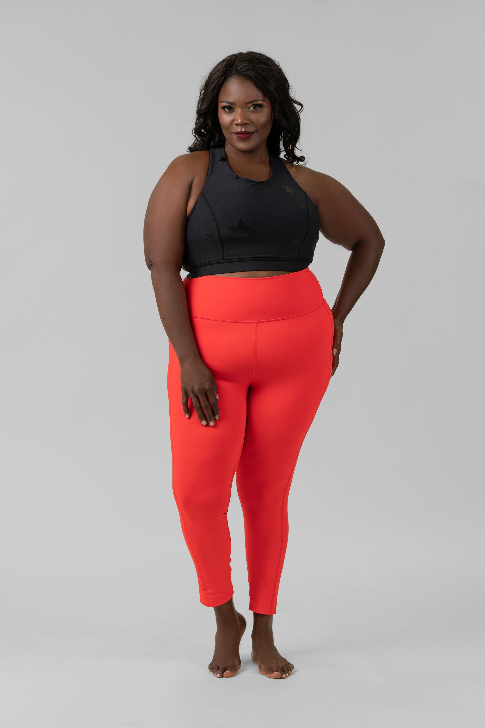 LASER-CUT AND BONDED ESSENTIAL FOLDOVER HIGH WAISTED LEGGINGS plus-size - AMOUR781