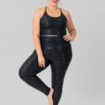 METALLIC FOIL HIGHWAISTED LEGGINGS W/SIDE POCKETS plus-size - AMOUR781