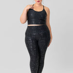 METALLIC FOIL HIGHWAISTED LEGGINGS W/SIDE POCKETS plus-size - AMOUR781