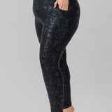 METALLIC FOIL HIGHWAISTED LEGGINGS W/SIDE POCKETS plus-size - AMOUR781