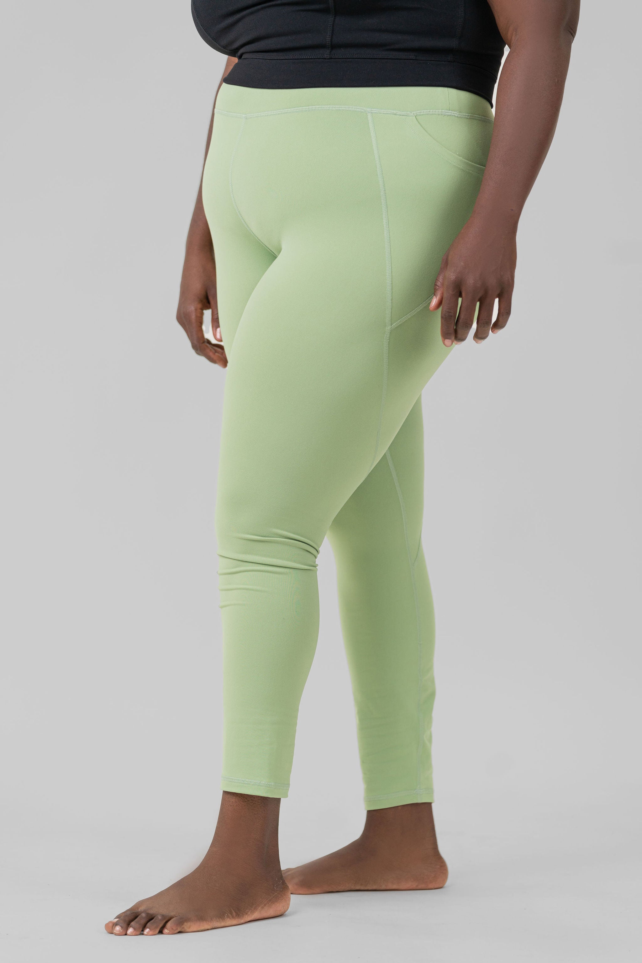 TAPERED BAND ESSENTIAL SOLID HIGH WAISTED LEGGING plus-size - AMOUR781