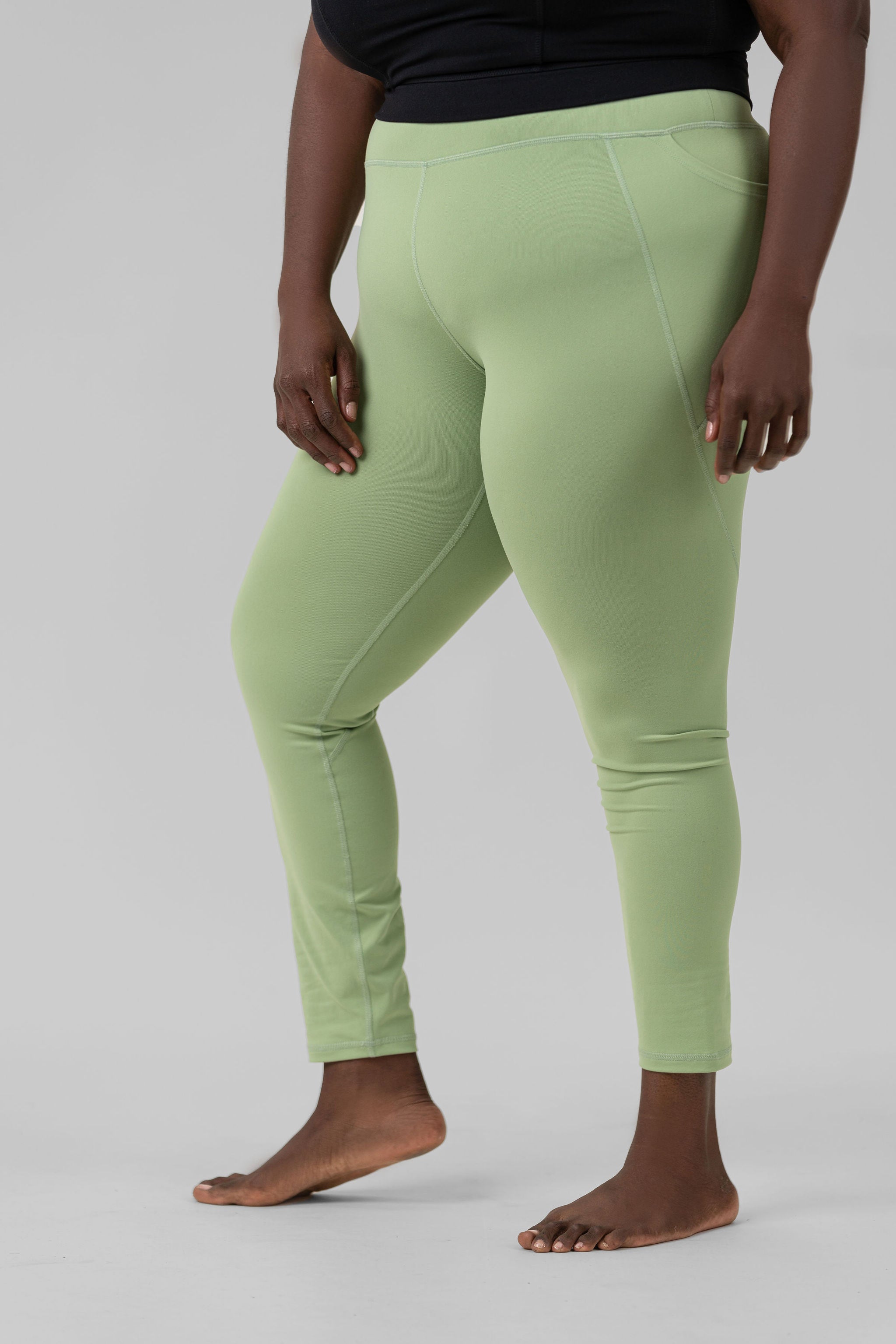 TAPERED BAND ESSENTIAL SOLID HIGH WAISTED LEGGING plus-size - AMOUR781