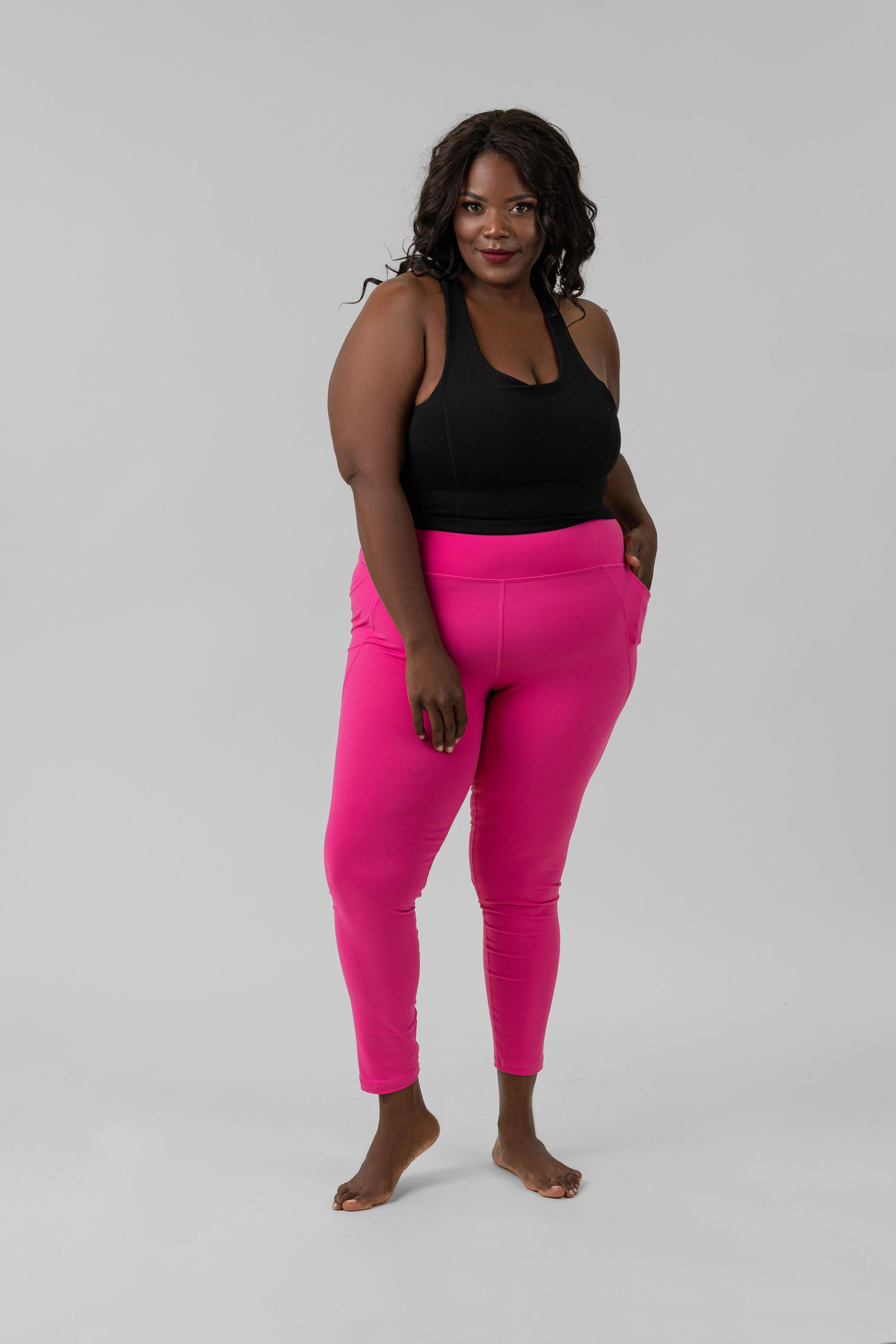 TAPERED BAND ESSENTIAL SOLID HIGH WAISTED LEGGING plus-size - AMOUR781