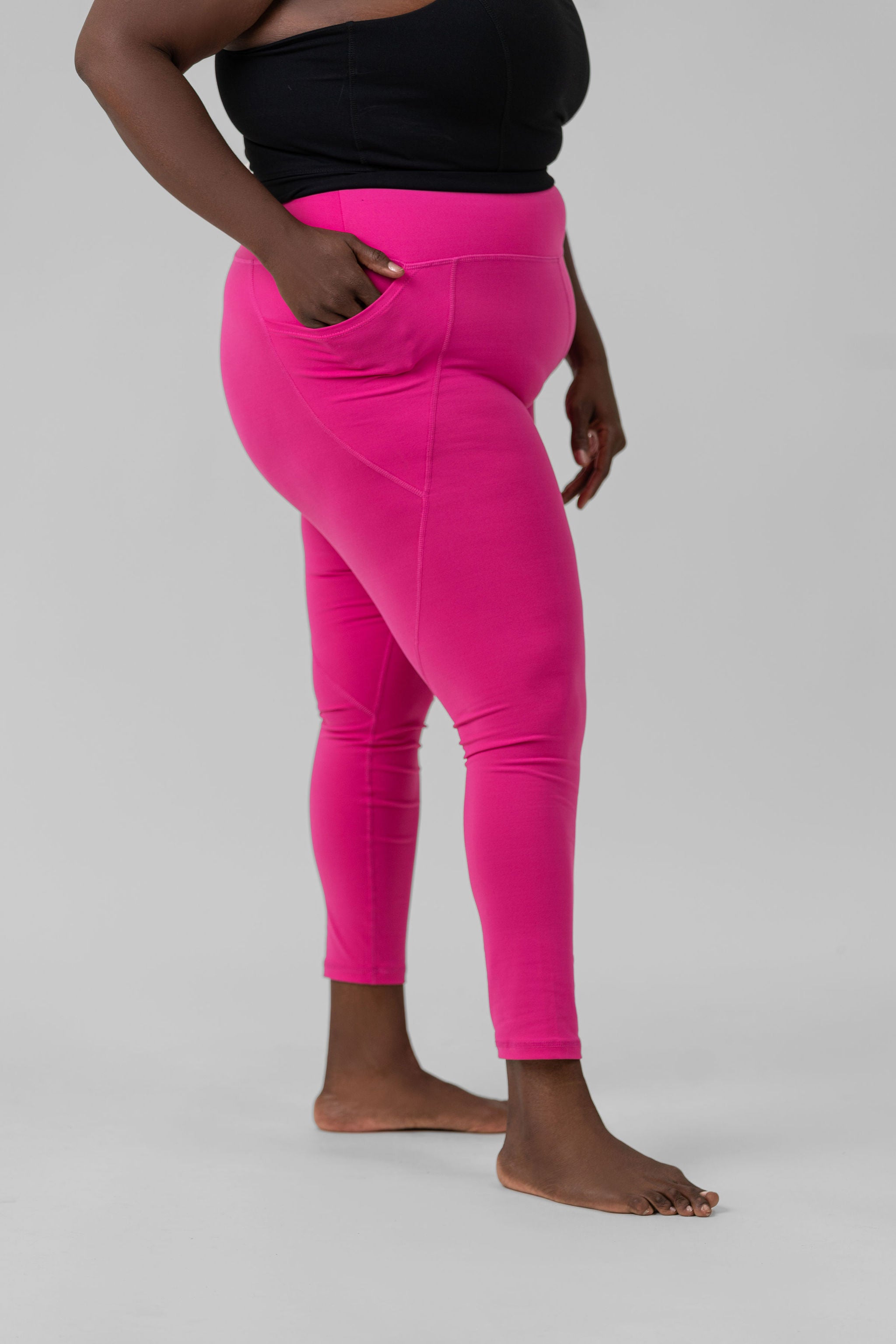 TAPERED BAND ESSENTIAL SOLID HIGH WAISTED LEGGING plus-size - AMOUR781