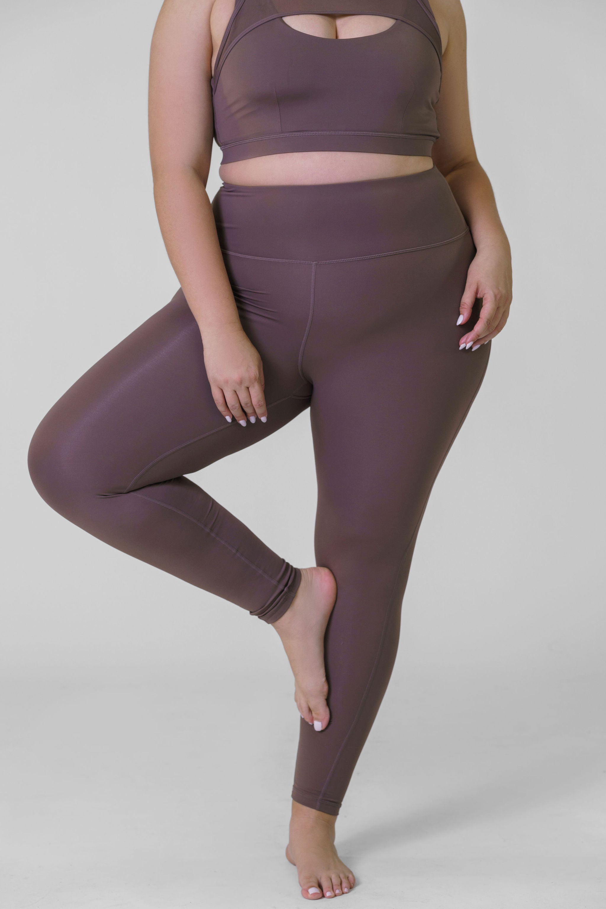 ESSENTIAL LYCRA-BLEND HIGHWAIST LEGGINGS, XL / Cocoa by Mono B AMOUR781 ESSENTIAL LYCRA-BLEND HIGHWAIST LEGGINGS, XL / Cocoa by Mono B AMOUR781