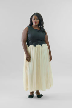 BLACK AND CREAM MONIKA DRESS plus-size - AMOUR781