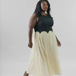 BLACK AND CREAM MONIKA DRESS plus-size - AMOUR781