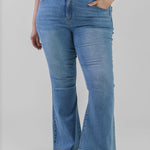 DENIM FLARE SCALLOP JEAN plus-size - AMOUR781