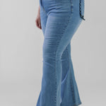 DENIM FLARE SCALLOP JEAN plus-size - AMOUR781