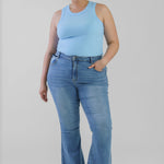 DENIM FLARE SCALLOP JEAN plus-size - AMOUR781