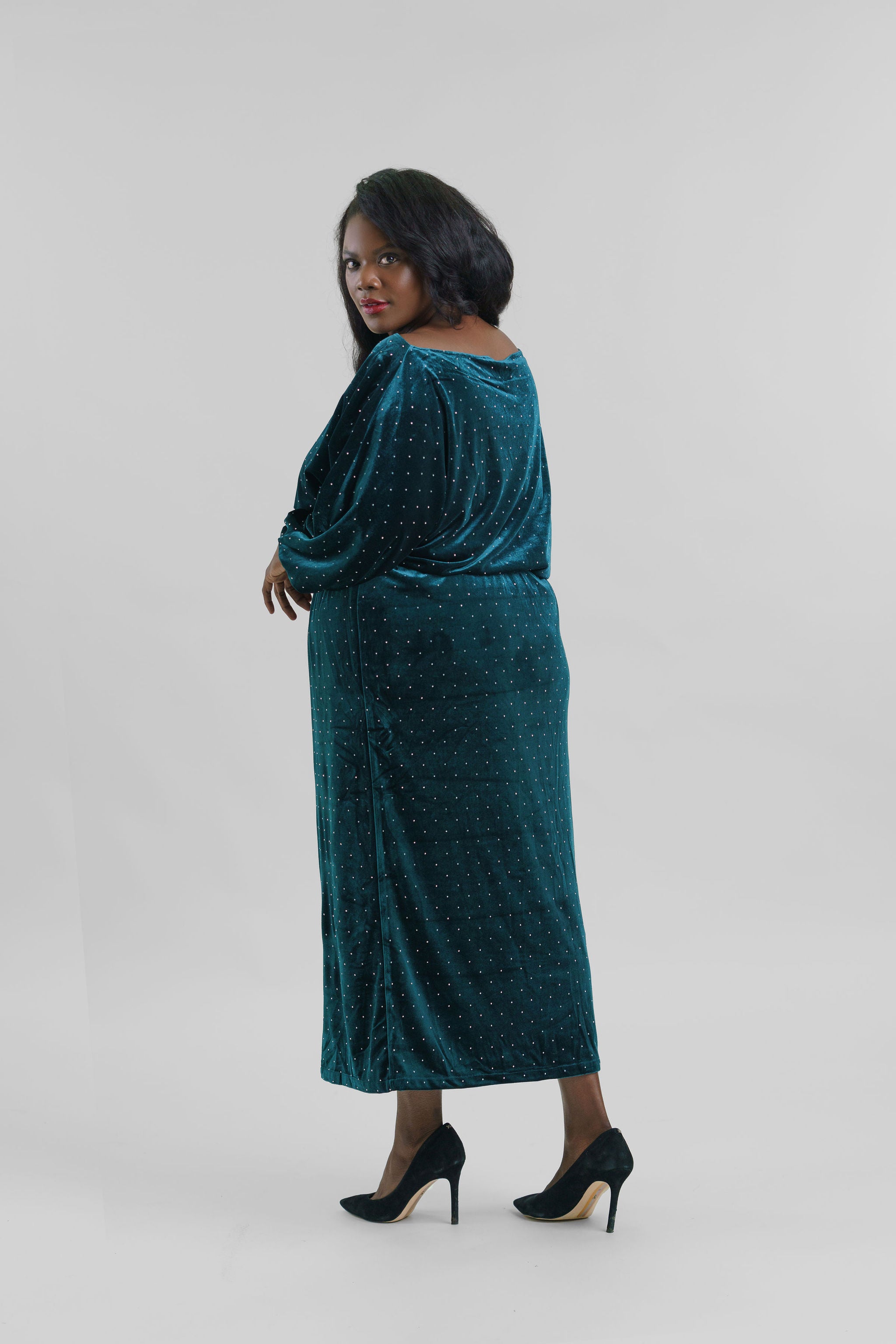 EMERALD VELVET TILLY DRESS plus-size - AMOUR781