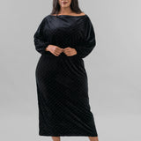 BLACK LONG SLEEVED VELVET TILLY DRESS plus-size - AMOUR781