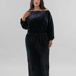 BLACK LONG SLEEVED VELVET TILLY DRESS plus-size - AMOUR781