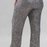 GUNMETAL SEQUIN FREDDIE TROUSERS plus-size - AMOUR781