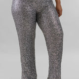 GUNMETAL SEQUIN FREDDIE TROUSERS plus-size - AMOUR781