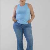 ICE BLUE RIBBED TANK TOP plus-size - AMOUR781