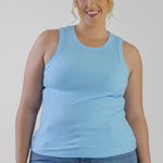 ICE BLUE RIBBED TANK TOP plus-size - AMOUR781