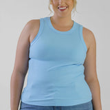 ICE BLUE RIBBED TANK TOP plus-size - AMOUR781