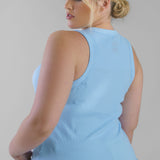 ICE BLUE RIBBED TANK TOP plus-size - AMOUR781