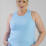 ICE BLUE RIBBED TANK TOP plus-size - AMOUR781