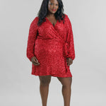 RED SEQUIN MINI VIENNA DRESS plus-size - AMOUR781