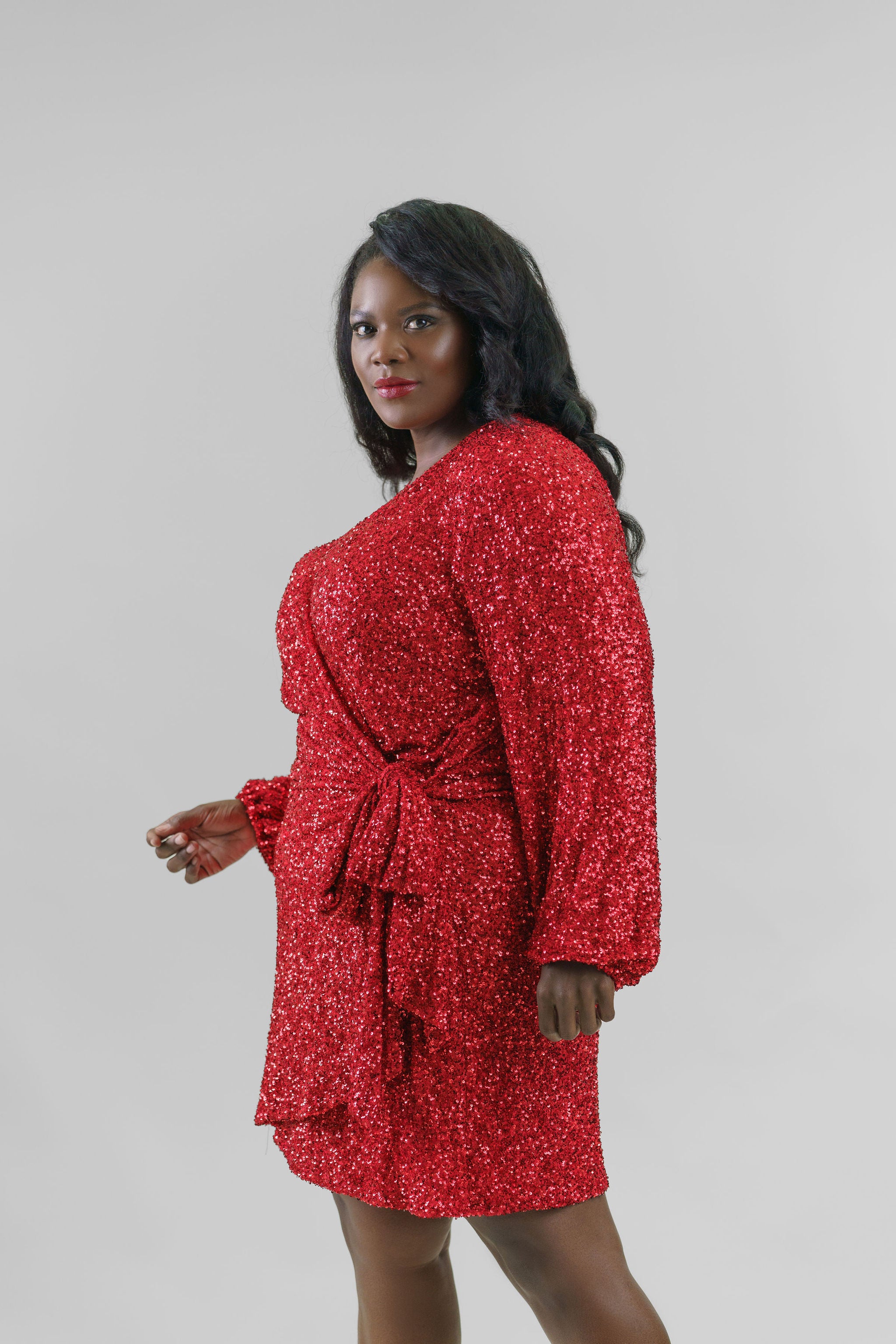 RED SEQUIN MINI VIENNA DRESS plus-size - AMOUR781