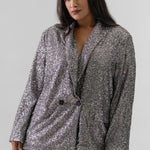 GUNMETAL SEQUIN 54 BLAZER plus-size - AMOUR781