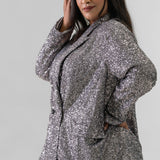 GUNMETAL SEQUIN 54 BLAZER plus-size - AMOUR781