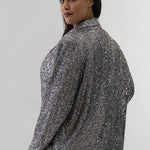 GUNMETAL SEQUIN 54 BLAZER plus-size - AMOUR781