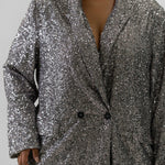 GUNMETAL SEQUIN 54 BLAZER plus-size - AMOUR781